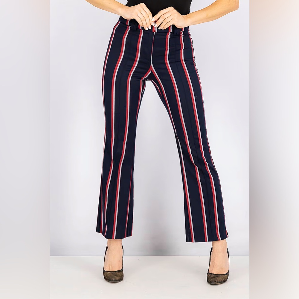 Mango navy trousers, striped.